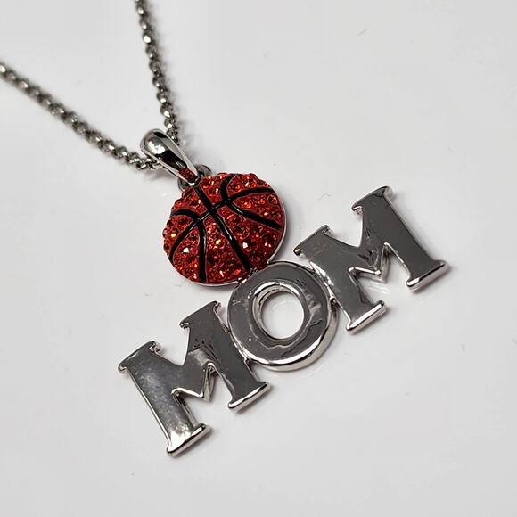 Silver Basketball Mom Necklace - Picture 3 of 4